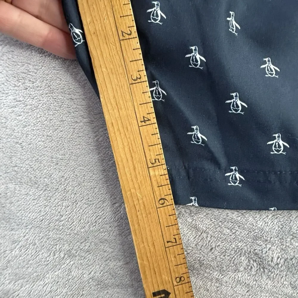 Penguin Swim Trunks Men's 38 Volley 6” Shorts Lined‎ Blue All Over Print Logo